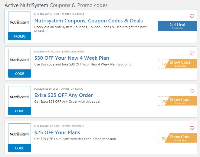 Nutrisystem Coupon Codes 2025
