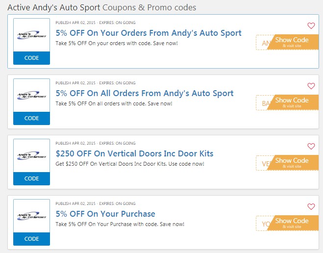 Andy's Auto Sport Coupons & Promo Codes September 2022