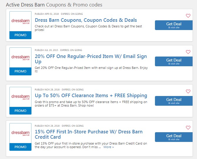 Dressbarn in store printable coupon
