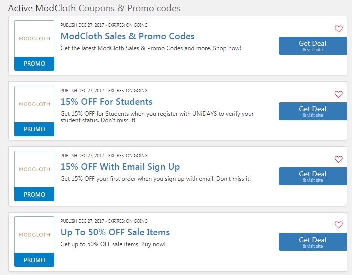 Modcloth 15% OFF First Order: 15% OFF Coupon 2022