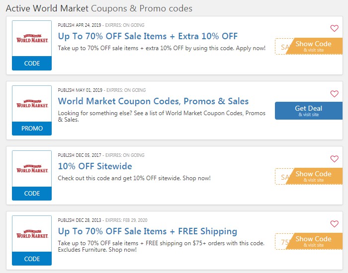 World Market Coupons $10 OFF $30 2022: Free Shipping Code