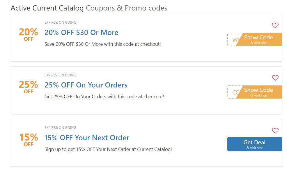 Current Catalog Coupon Code 20% OFF+ Free Shipping November 2022