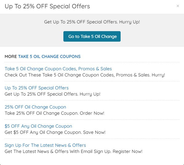 Take 5 Oil Change Coupon 20 OFF 2023 50 OFF Promo Code