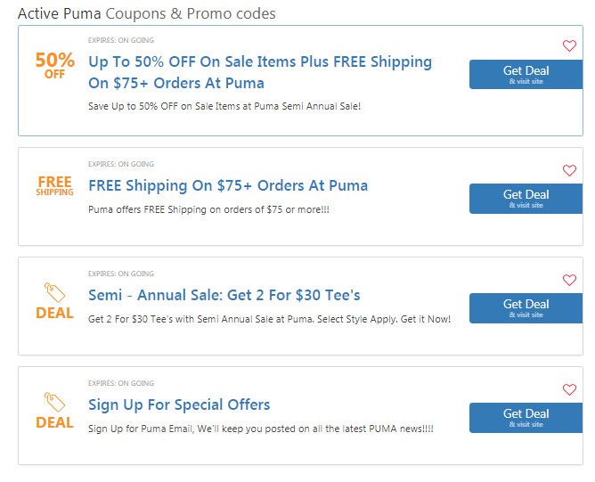 coupons for puma website